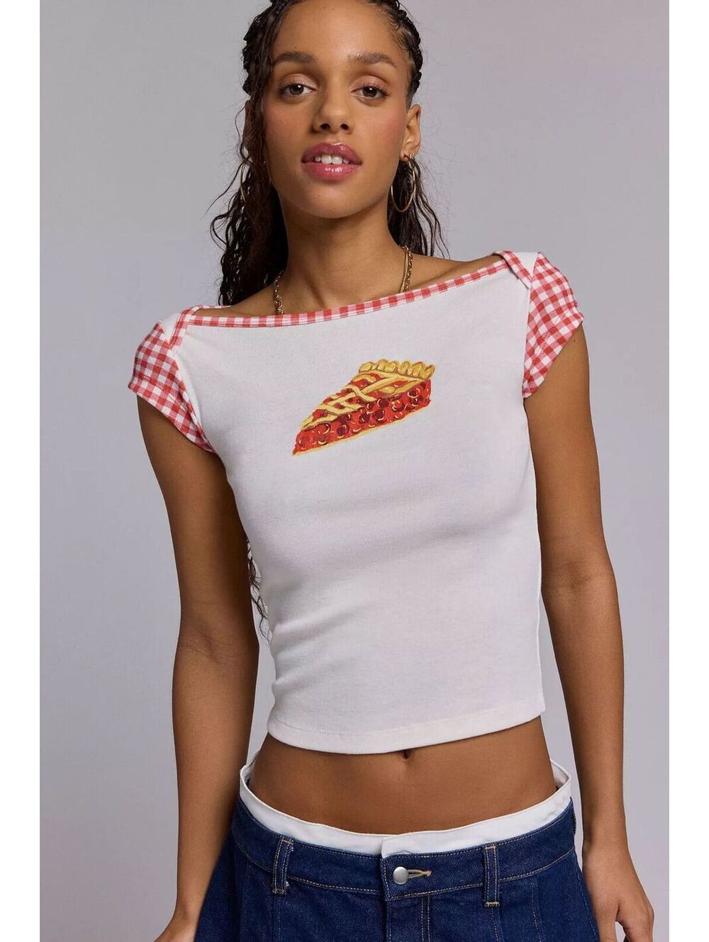 (MEDIUM) NWOT URBAN OUTFITTERS KIMCHI BLUE CHERRY PIE FRUIT BABY TEE